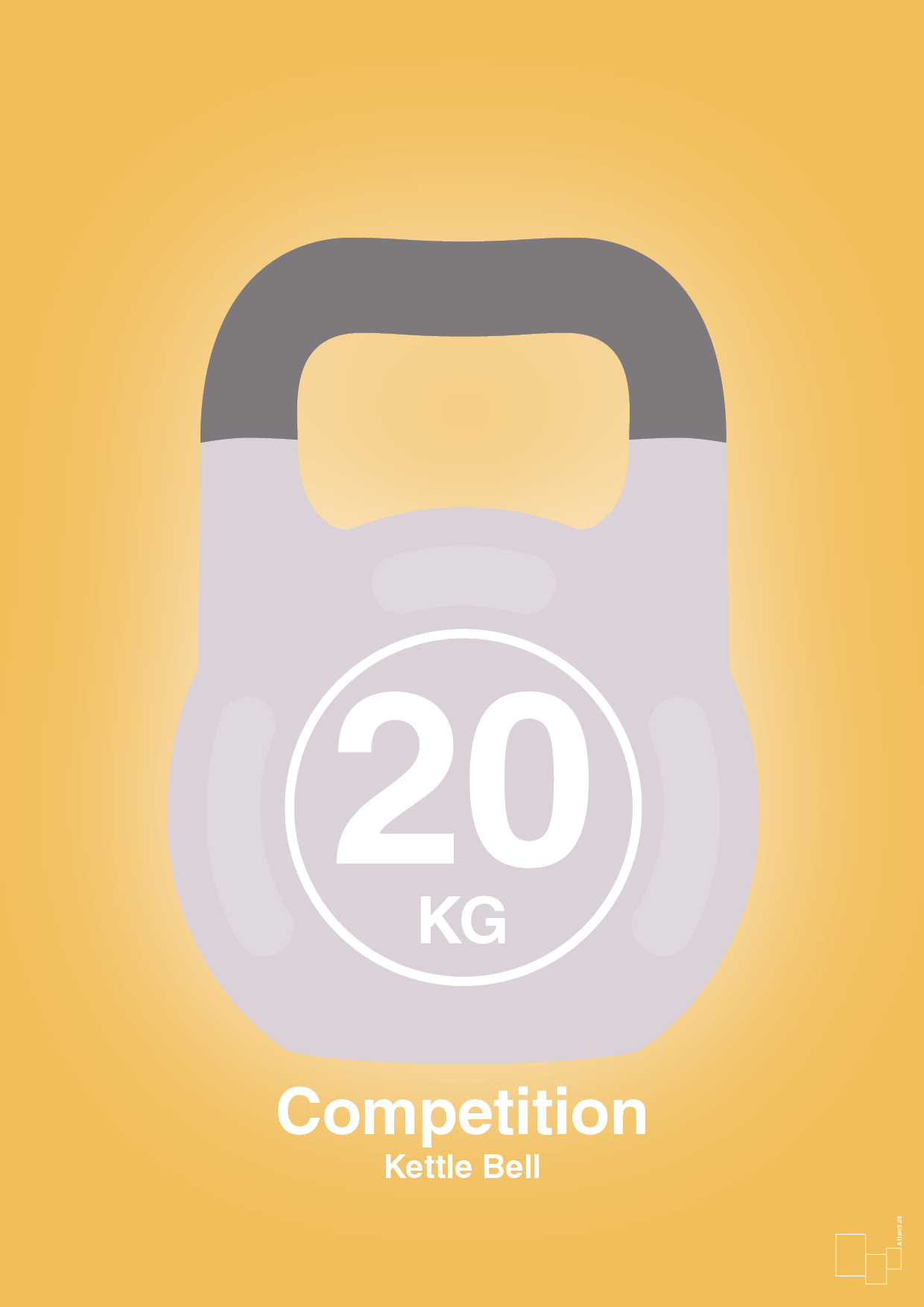 plakat: kettle bell 20 kg - competition color - honeycomb-Fitness-A1two3