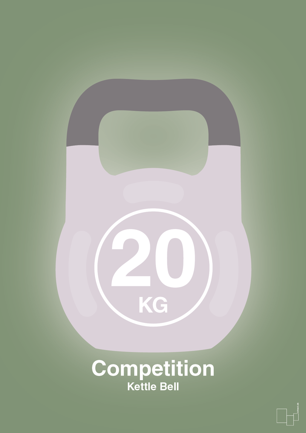 plakat: kettle bell 20 kg - competition color - jade-Fitness-A1two3