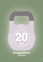 plakat: kettle bell 20 kg - competition color - jade-Fitness-A1two3