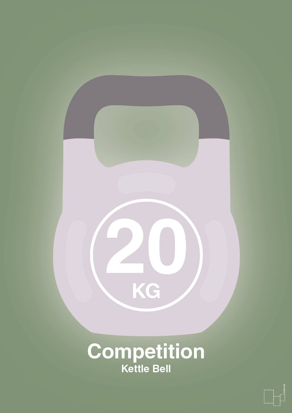 plakat: kettle bell 20 kg - competition color - jade-Fitness-A1two3