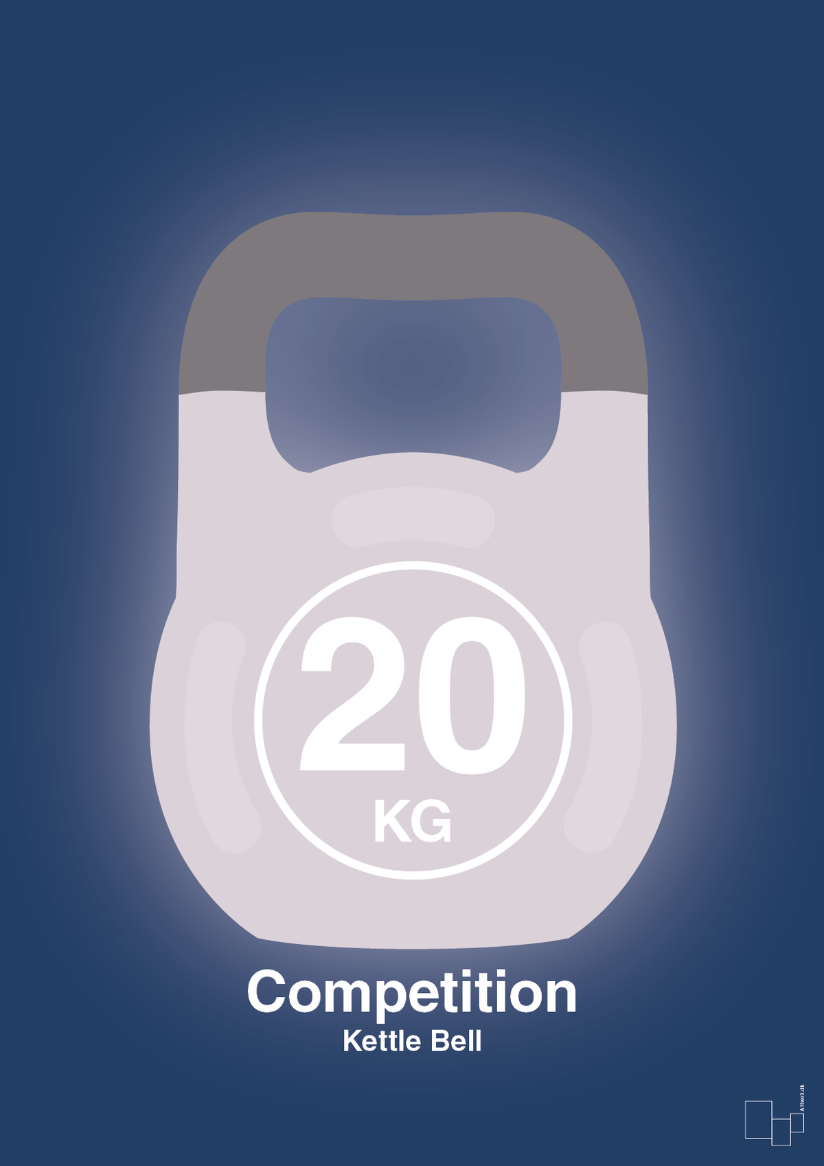 plakat: kettle bell 20 kg - competition color - lapis blue-Fitness-A1two3
