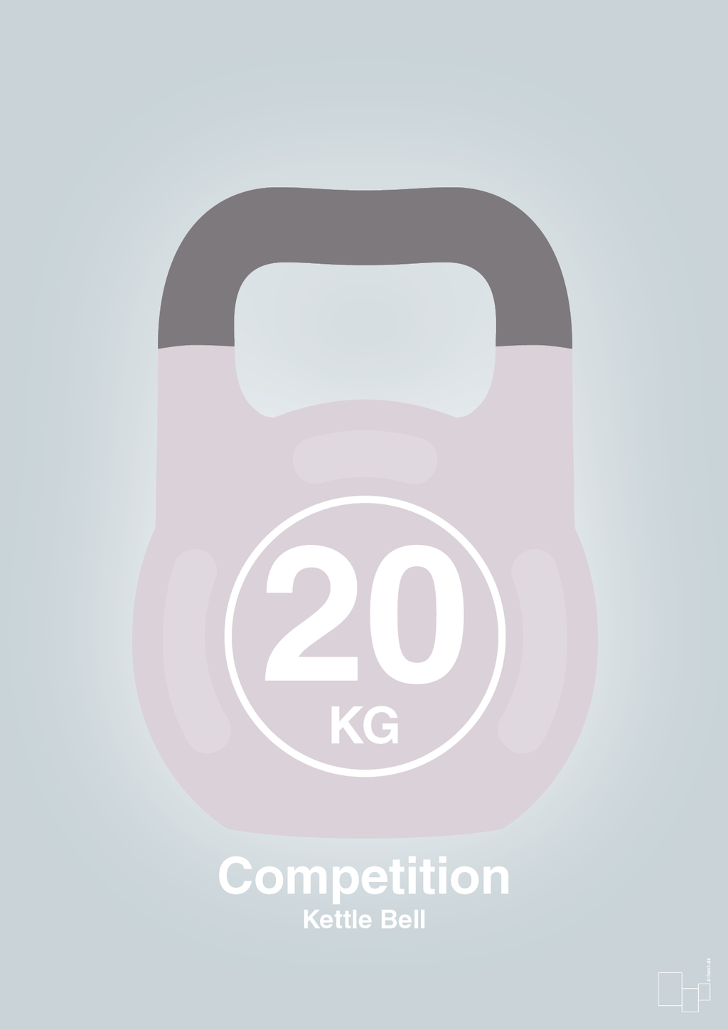 plakat: kettle bell 20 kg - competition color - light drizzle-Fitness-A1two3