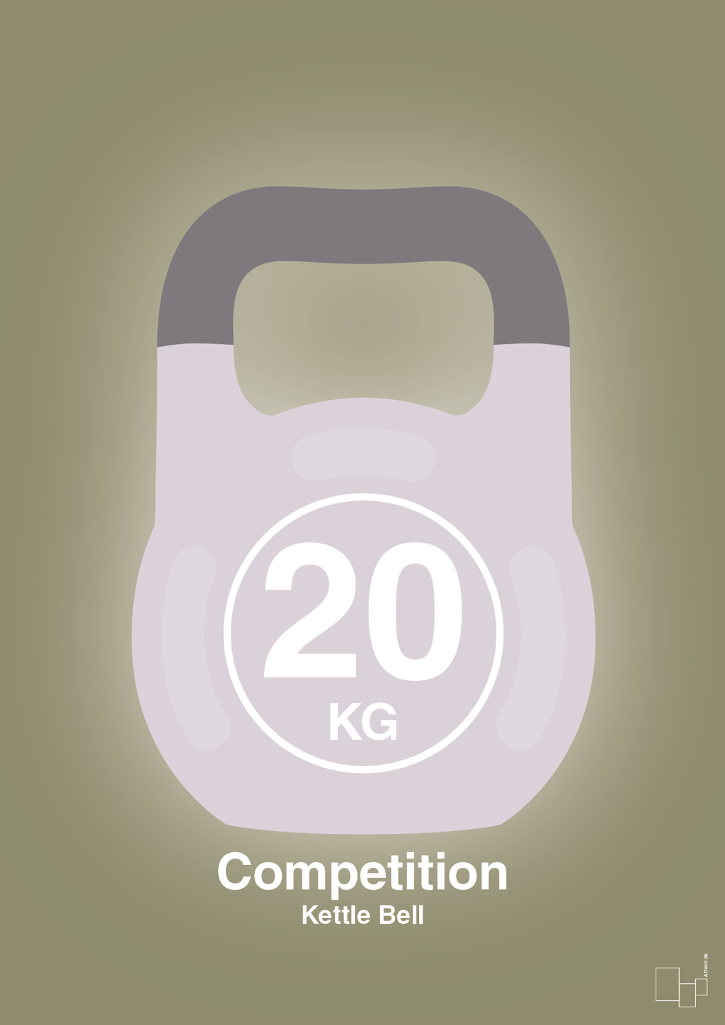 plakat: kettle bell 20 kg - competition color - misty forrest-Fitness-A1two3