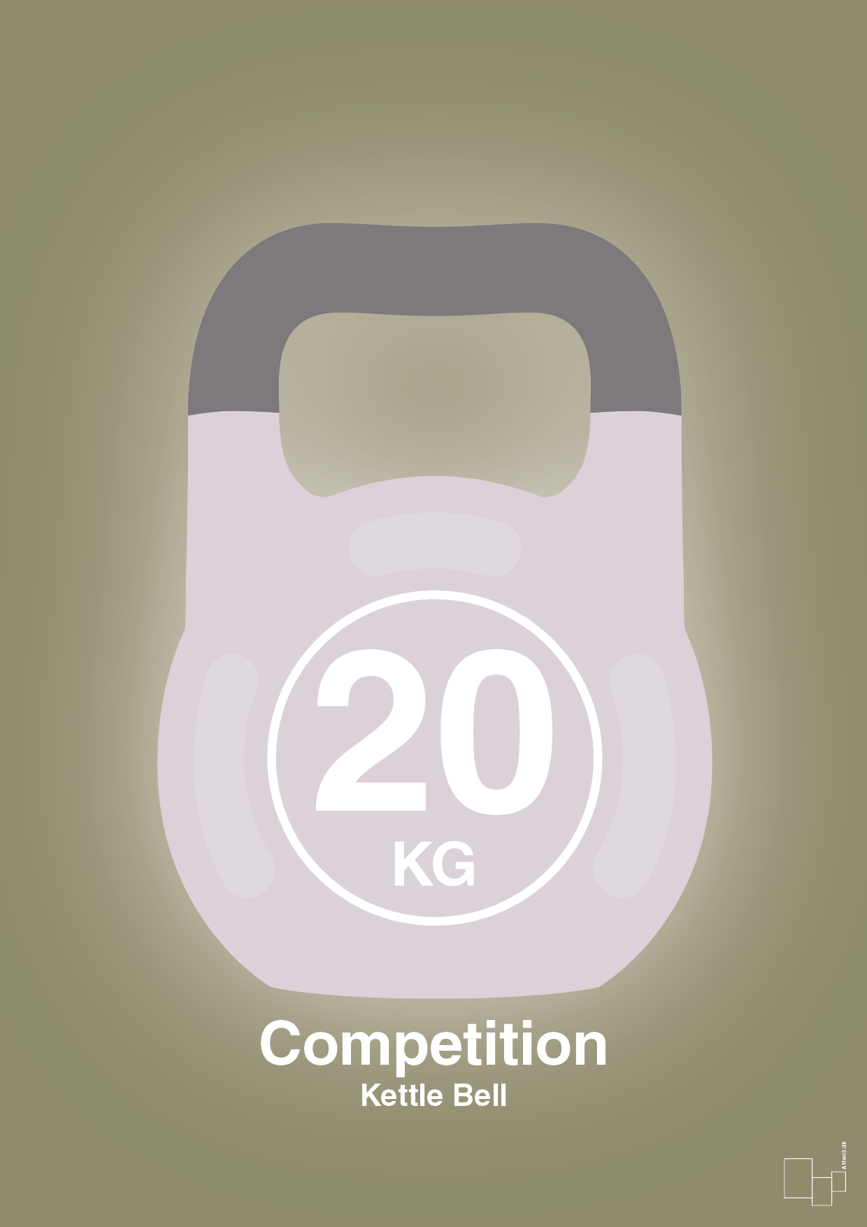 plakat: kettle bell 20 kg - competition color - misty forrest-Fitness-A1two3