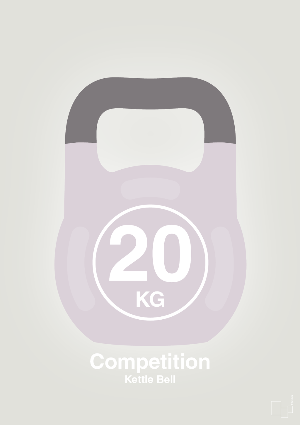 plakat: kettle bell 20 kg - competition color - painters white-Fitness-A1two3