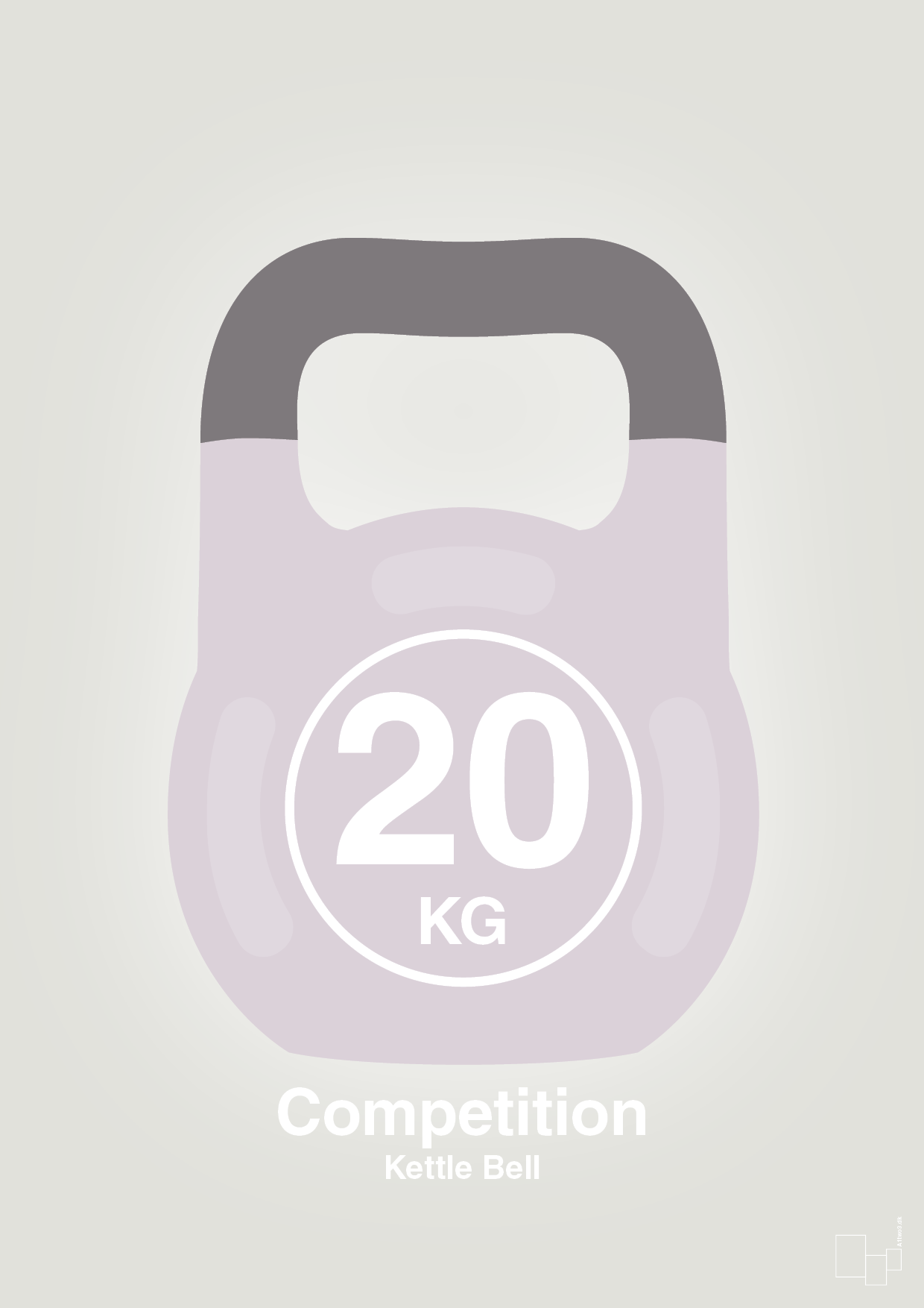 plakat: kettle bell 20 kg - competition color - painters white-Fitness-A1two3