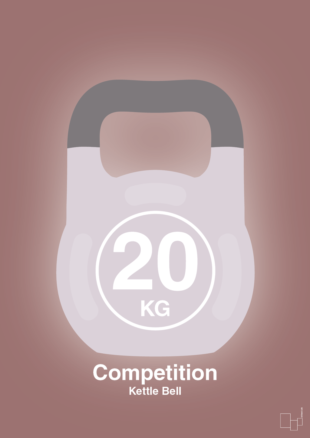 plakat: kettle bell 20 kg - competition color - plum-Fitness-A1two3