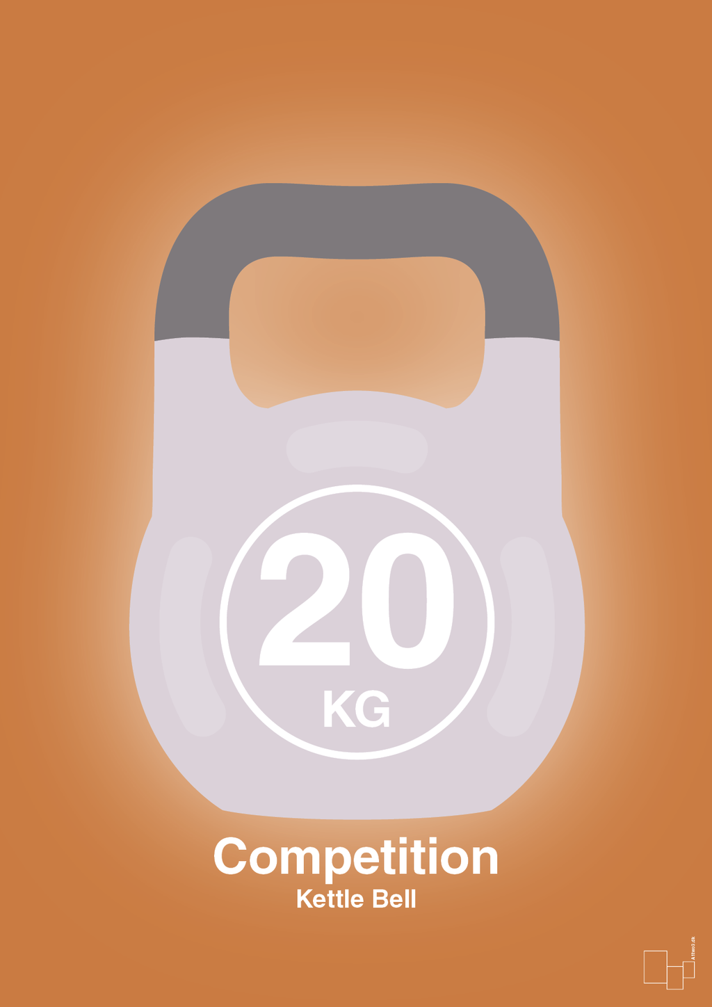 plakat: kettle bell 20 kg - competition color - rumba orange-Fitness-A1two3