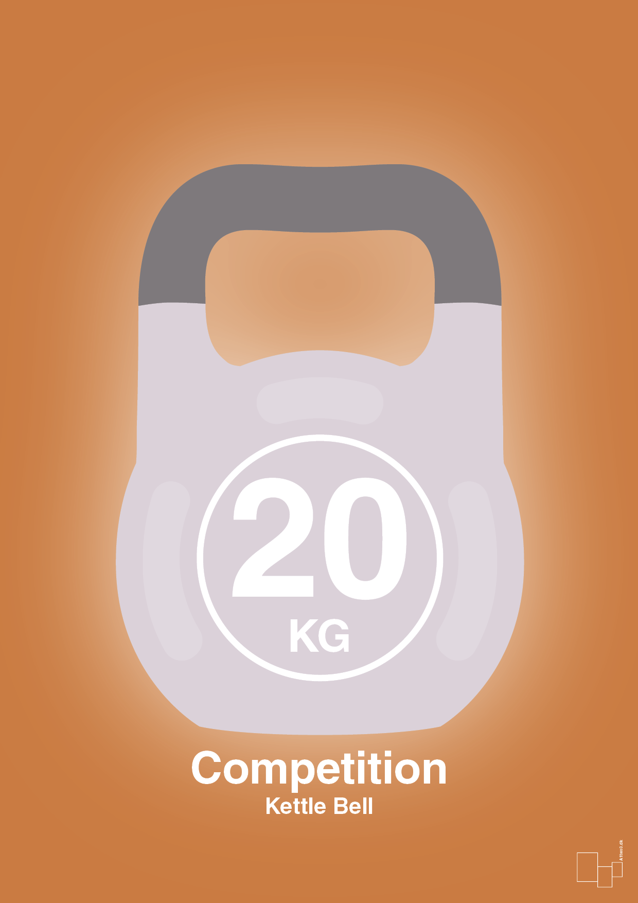 plakat: kettle bell 20 kg - competition color - rumba orange-Fitness-A1two3