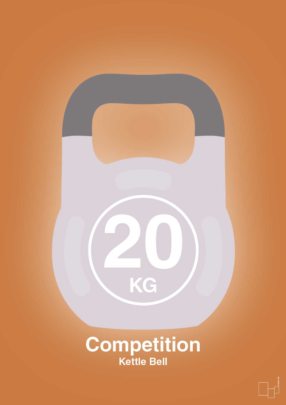plakat: kettle bell 20 kg - competition color - rumba orange-Fitness-A1two3