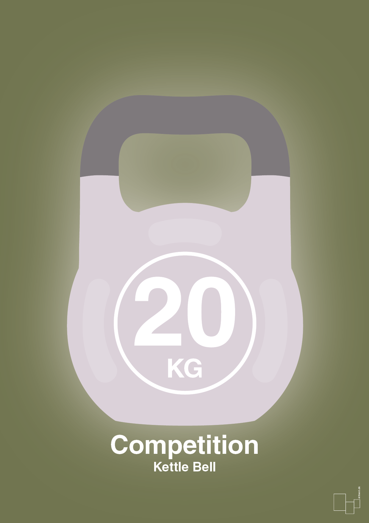 plakat: kettle bell 20 kg - competition color - secret meadow-Fitness-A1two3