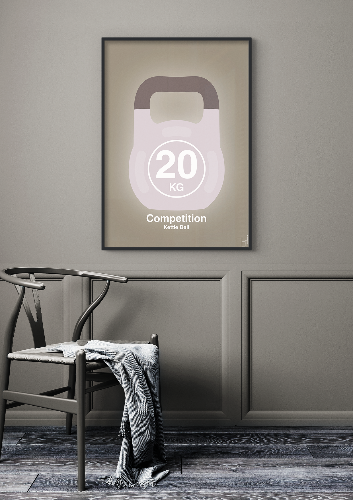 plakat: kettle bell 20 kg - competition color - graphic charcoal-Fitness-A1two3