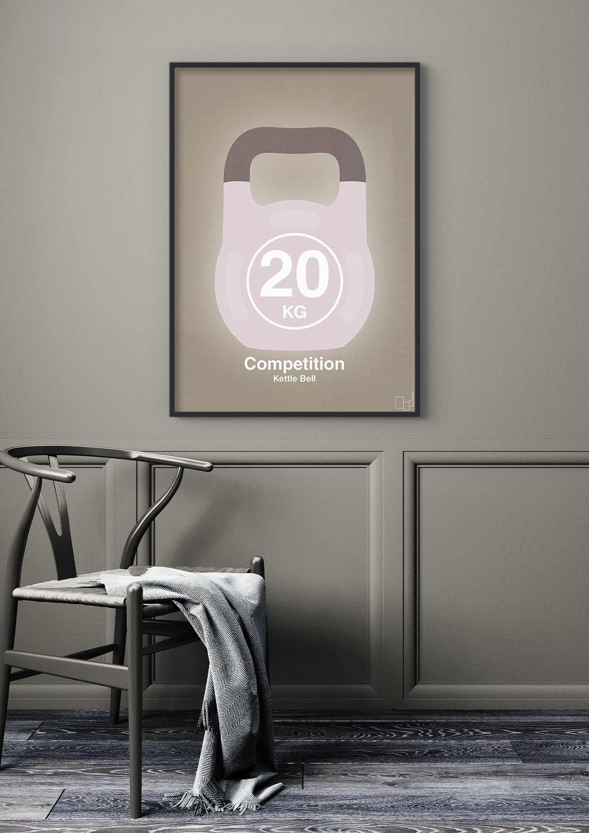 plakat: kettle bell 20 kg - competition color - graphic charcoal-Fitness-A1two3