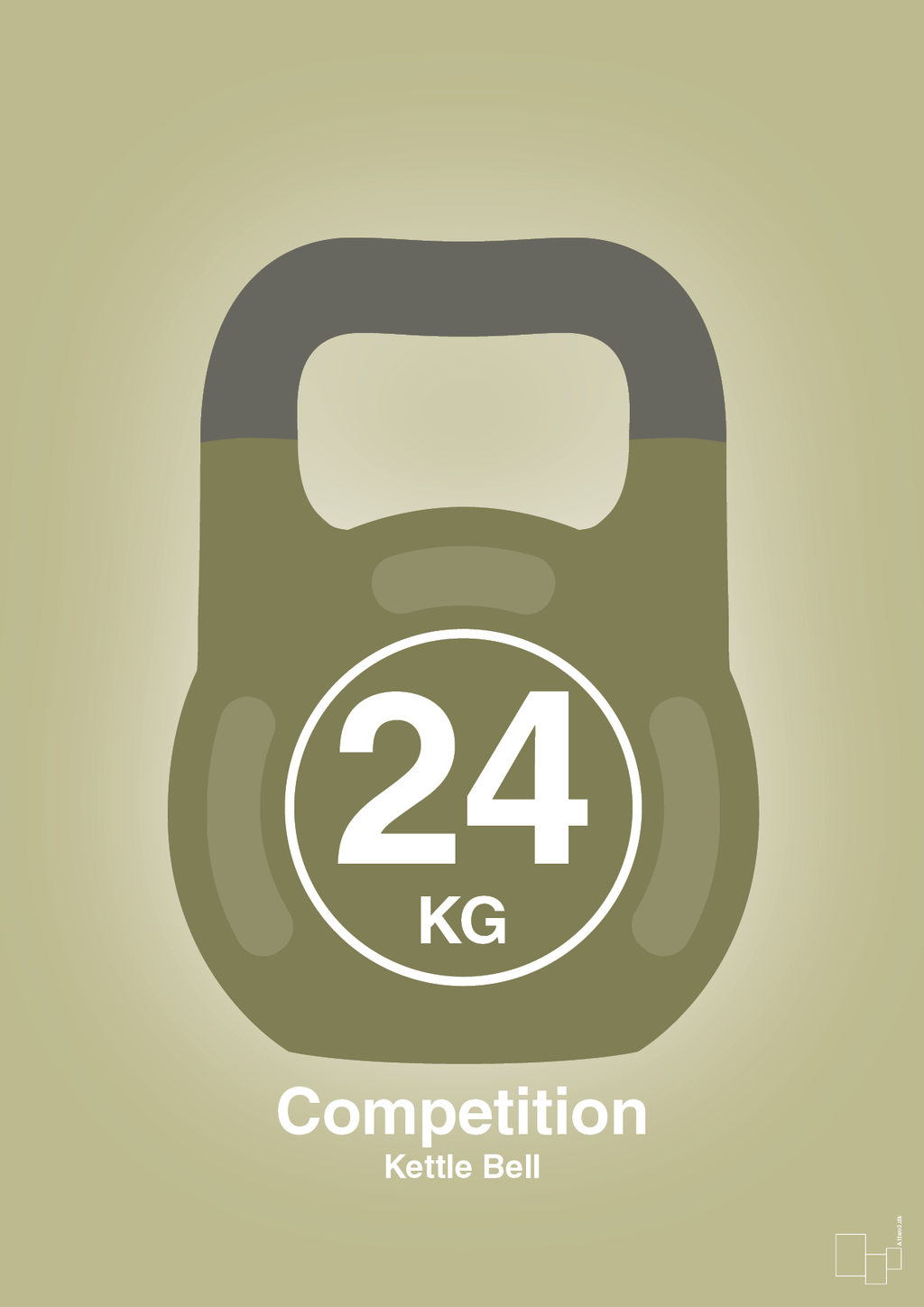 plakat: kettle bell 24 kg - competition color - back to nature-Fitness-A1two3