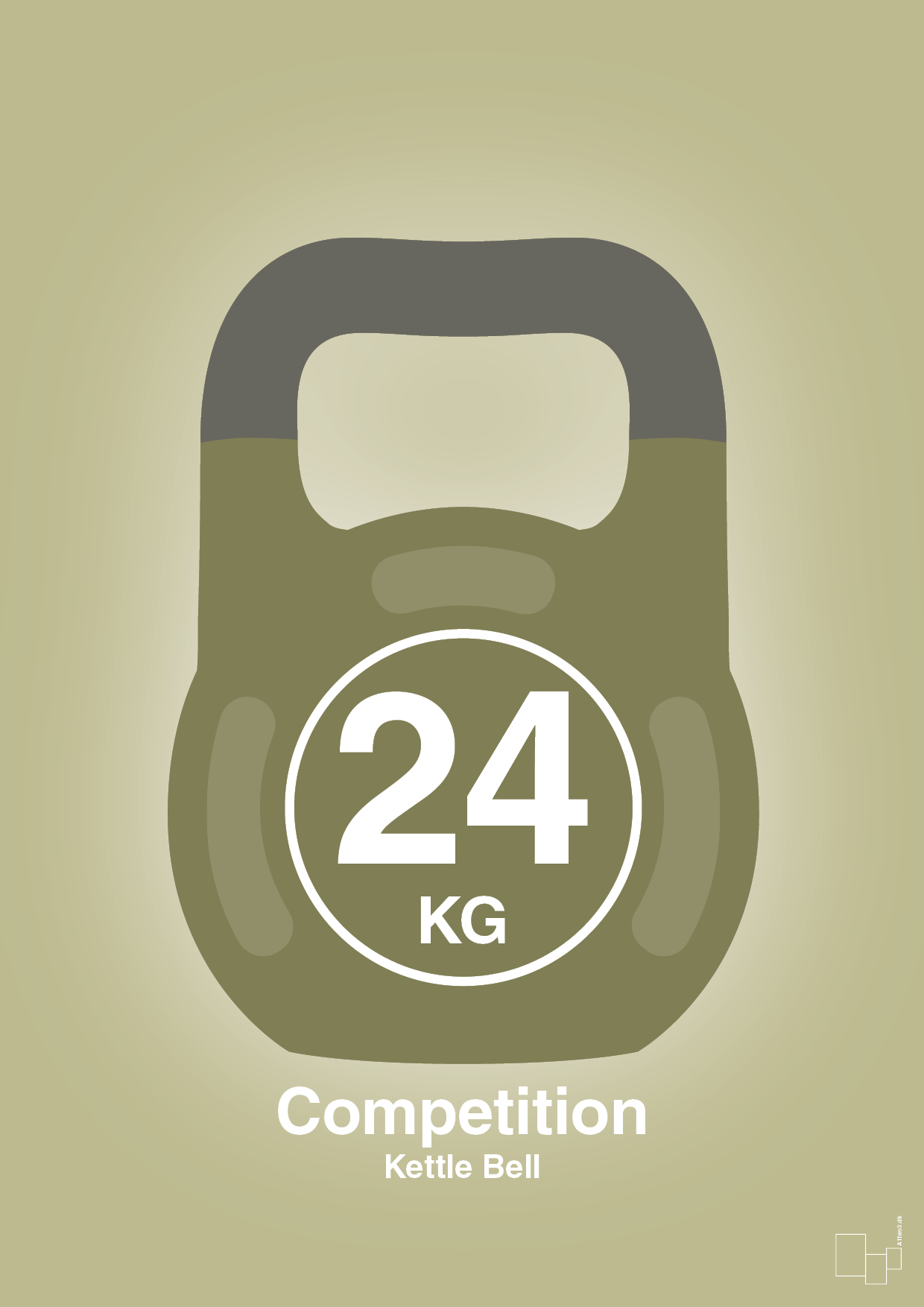 plakat: kettle bell 24 kg - competition color - back to nature-Fitness-A1two3