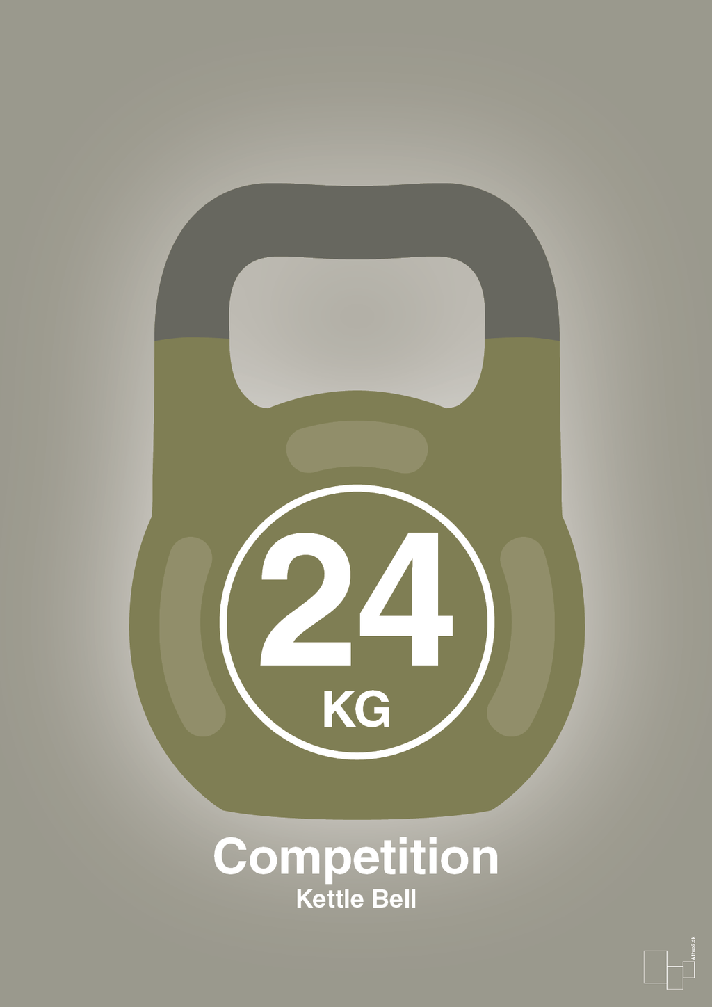plakat: kettle bell 24 kg - competition color - battleship gray-Fitness-A1two3