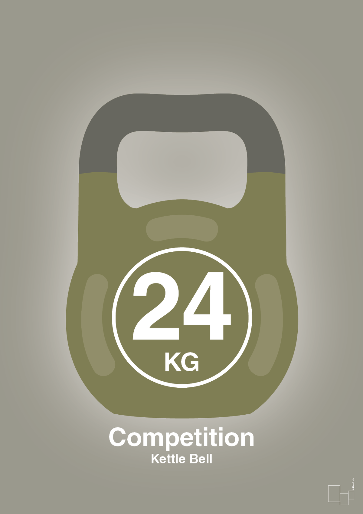 plakat: kettle bell 24 kg - competition color - battleship gray-Fitness-A1two3