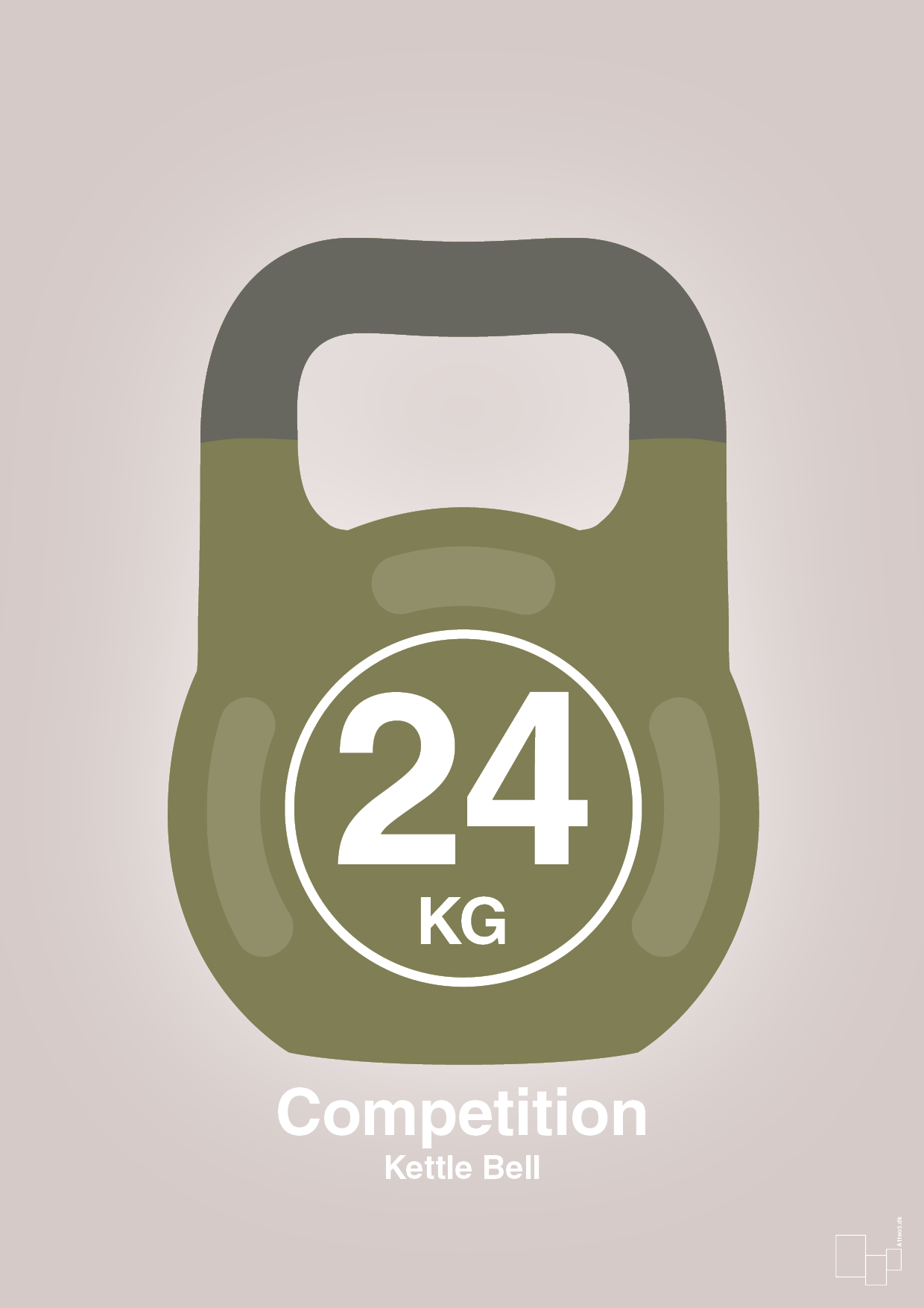 plakat: kettle bell 24 kg - competition color - broken beige-Fitness-A1two3