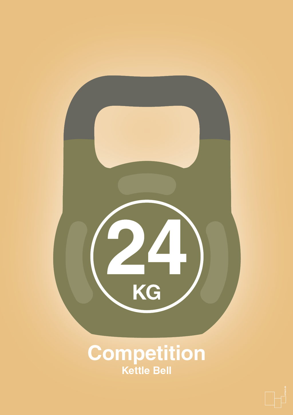 plakat: kettle bell 24 kg - competition color - charismatic-Fitness-A1two3