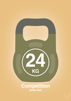 plakat: kettle bell 24 kg - competition color - charismatic-Fitness-A1two3