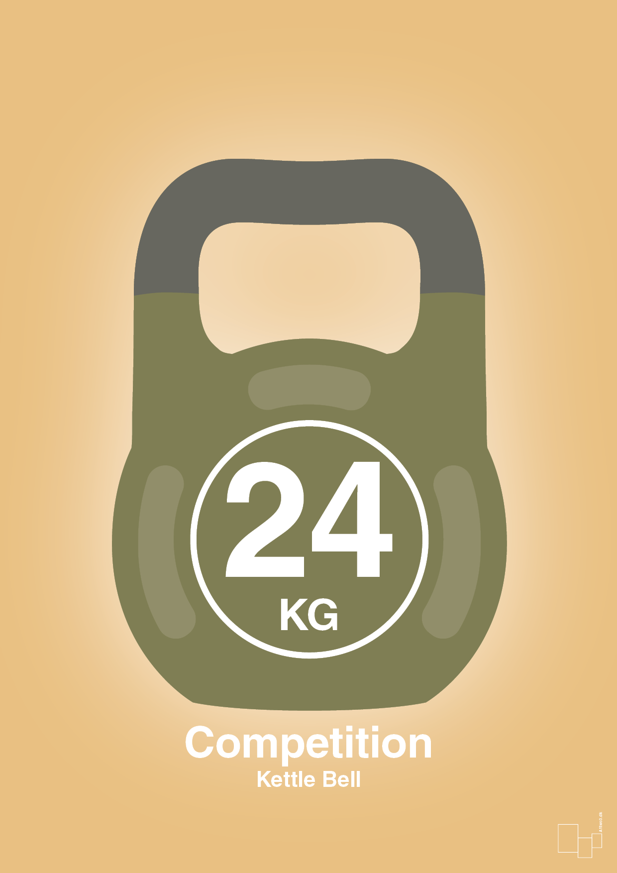 plakat: kettle bell 24 kg - competition color - charismatic-Fitness-A1two3
