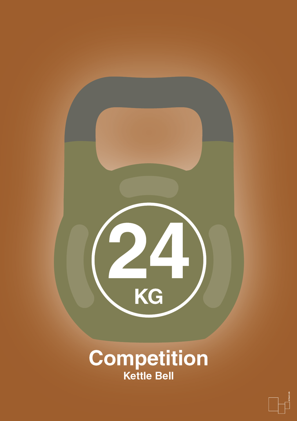 plakat: kettle bell 24 kg - competition color - cognac-Fitness-A1two3