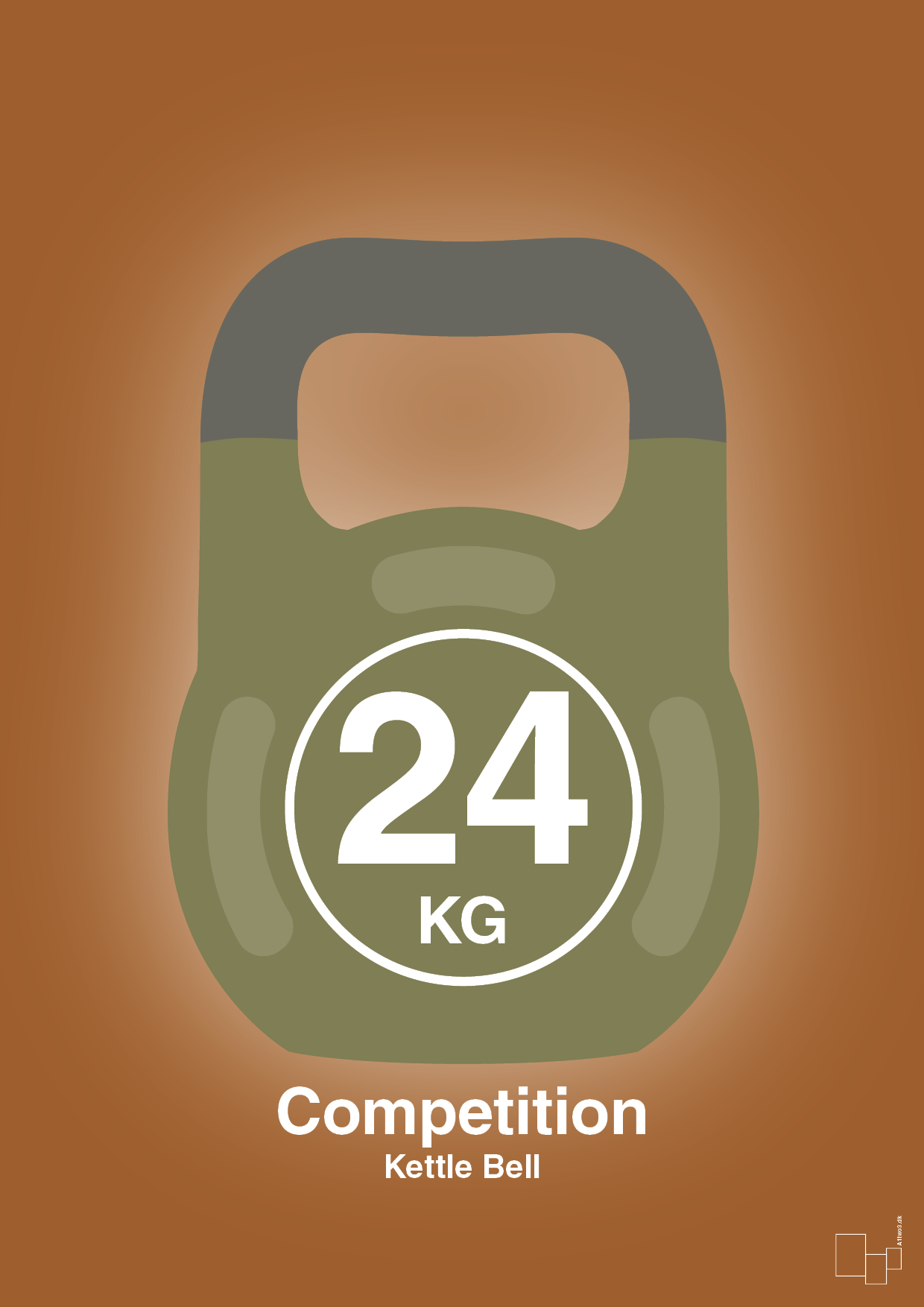 plakat: kettle bell 24 kg - competition color - cognac-Fitness-A1two3