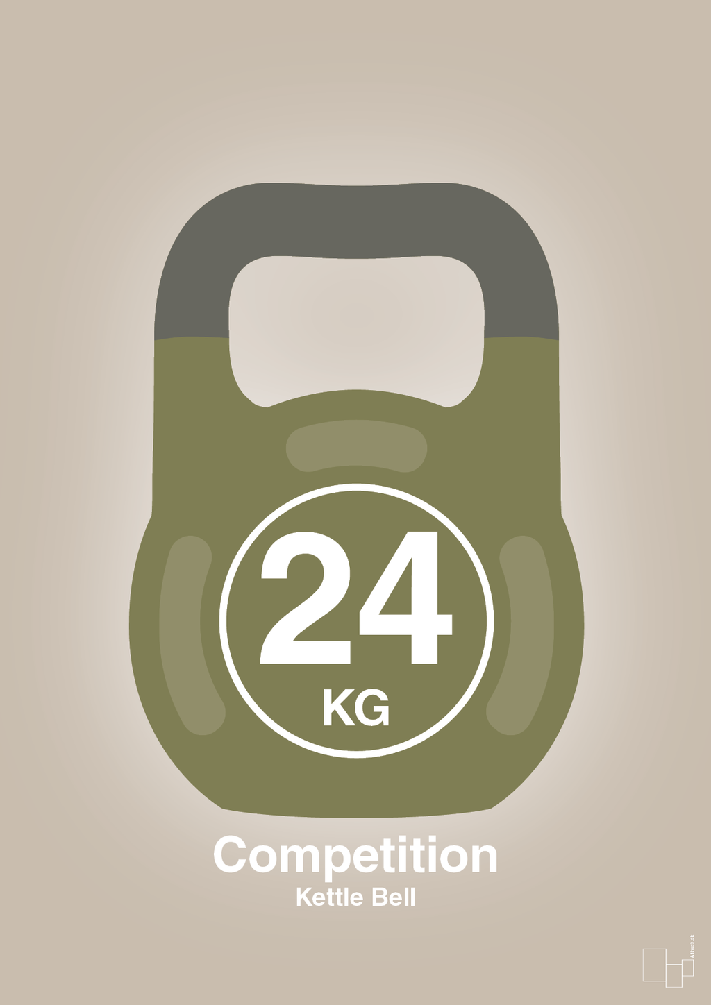 plakat: kettle bell 24 kg - competition color - creamy mushroom-Fitness-A1two3