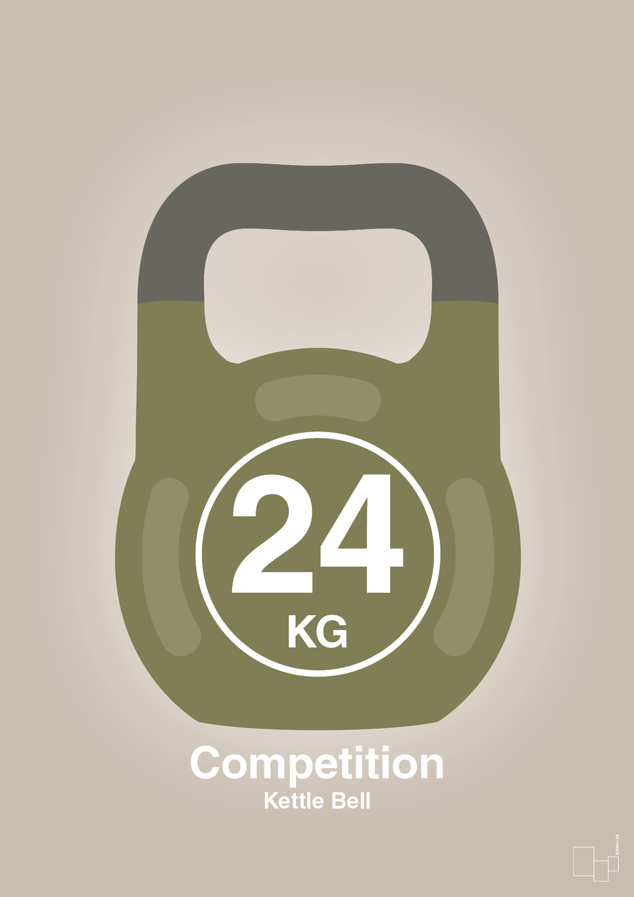 plakat: kettle bell 24 kg - competition color - creamy mushroom-Fitness-A1two3