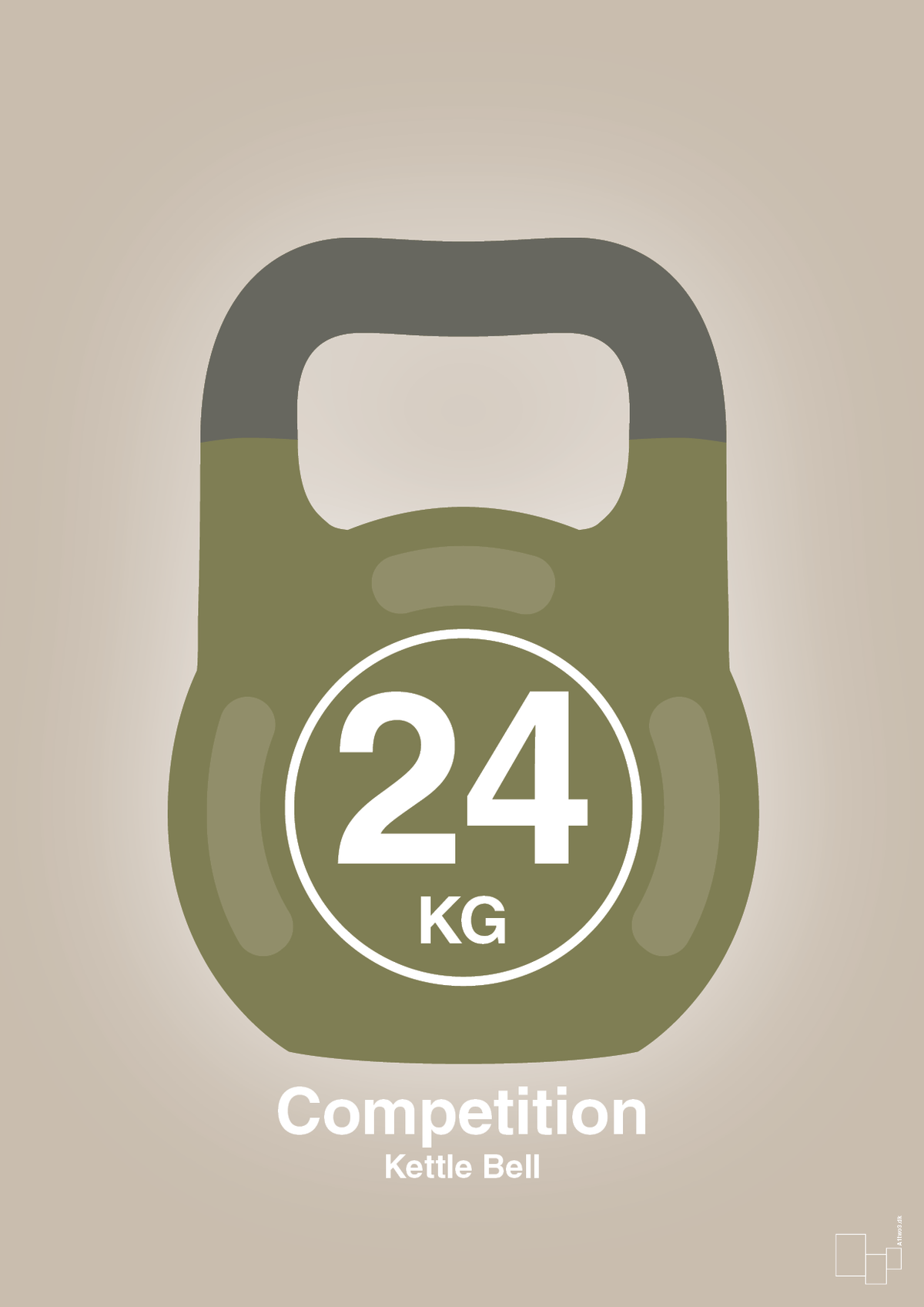 plakat: kettle bell 24 kg - competition color - creamy mushroom-Fitness-A1two3