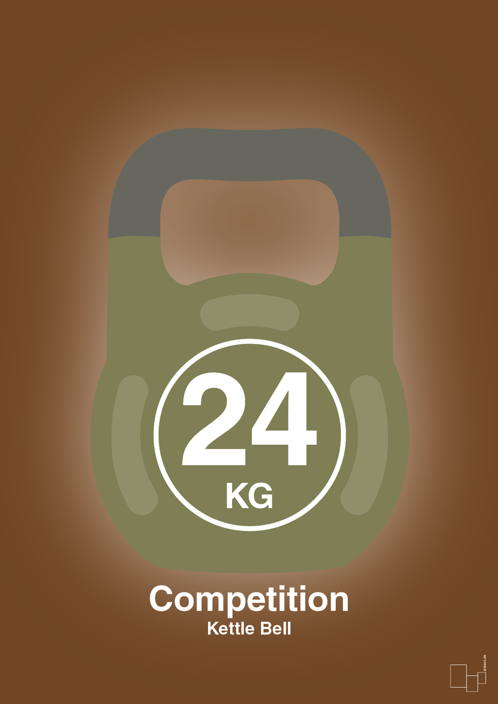 plakat: kettle bell 24 kg - competition color - dark brown-Fitness-A1two3