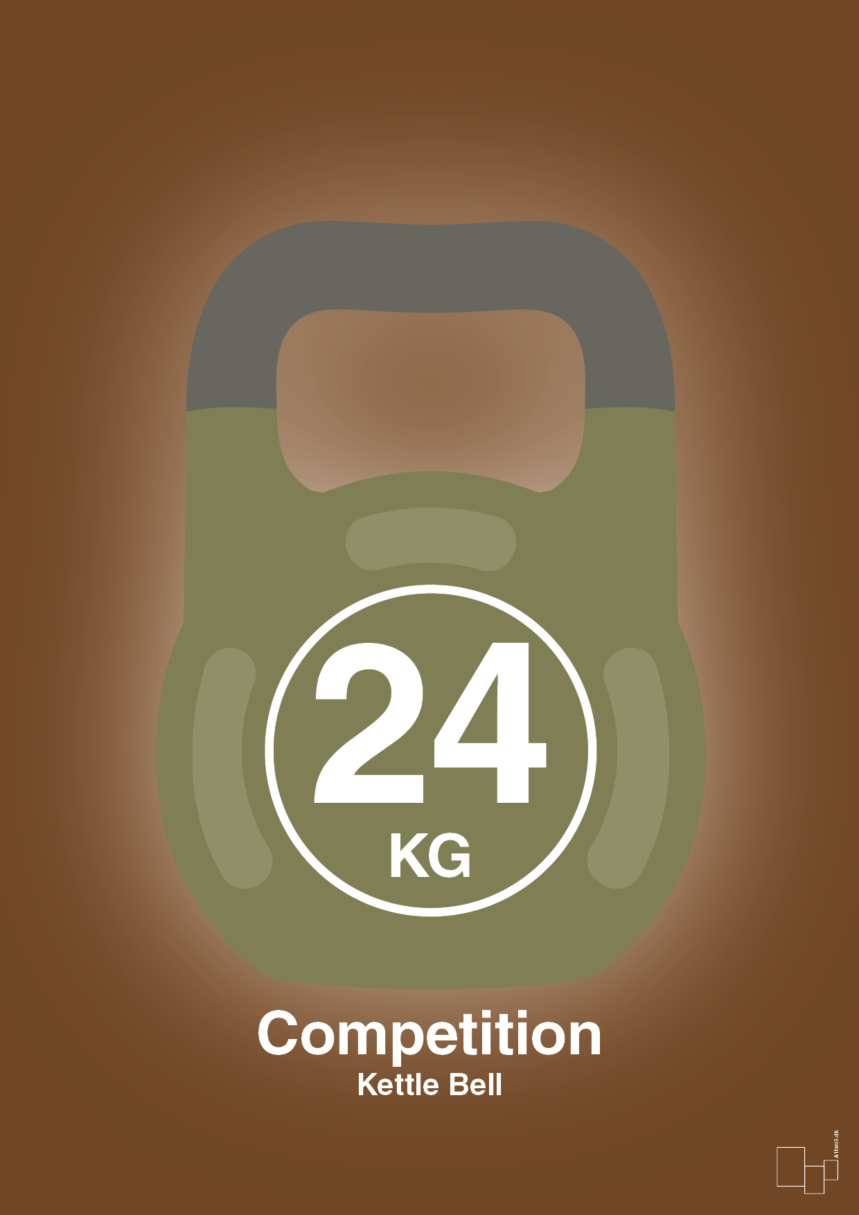 plakat: kettle bell 24 kg - competition color - dark brown-Fitness-A1two3