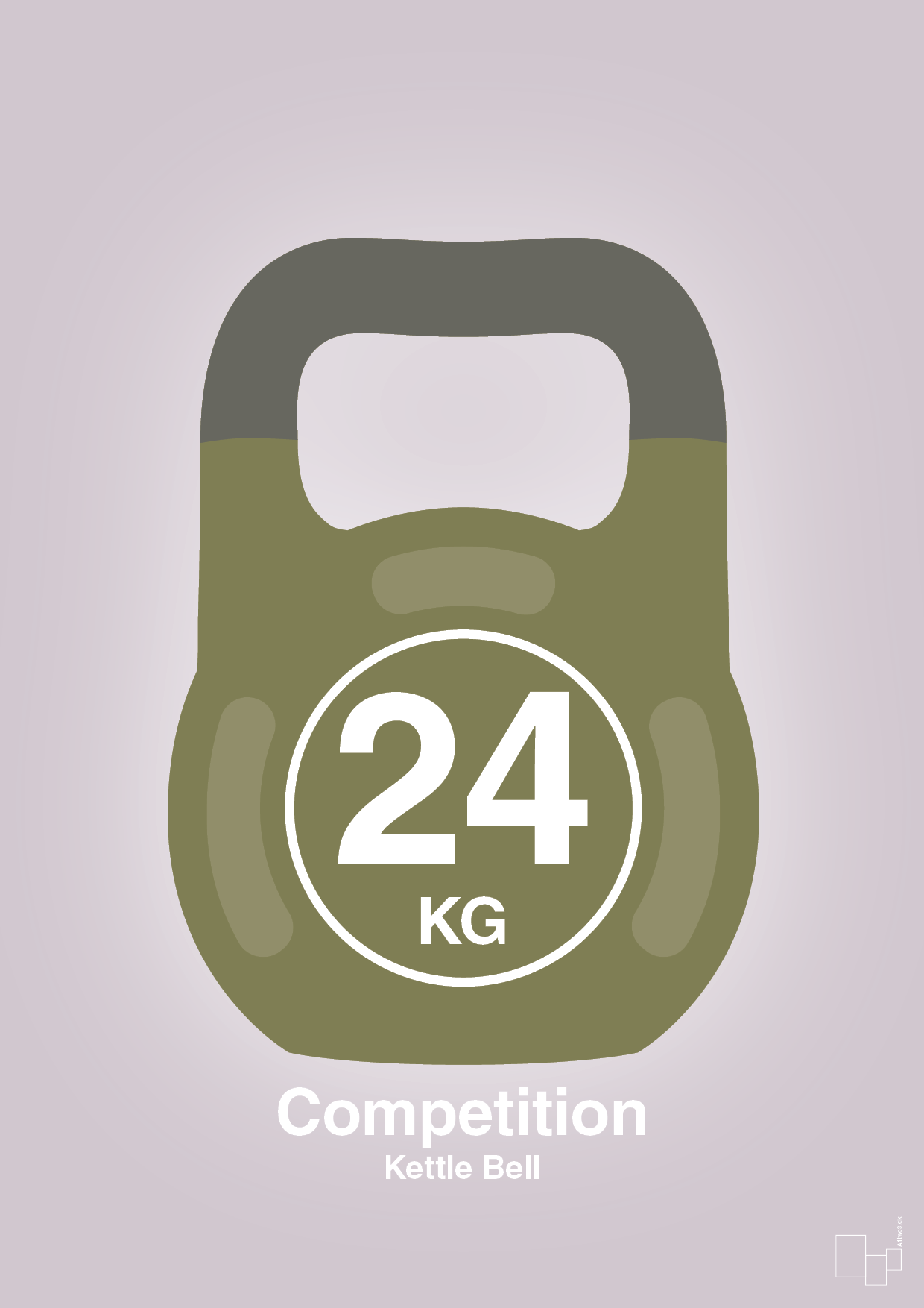 plakat: kettle bell 24 kg - competition color - dusty lilac-Fitness-A1two3