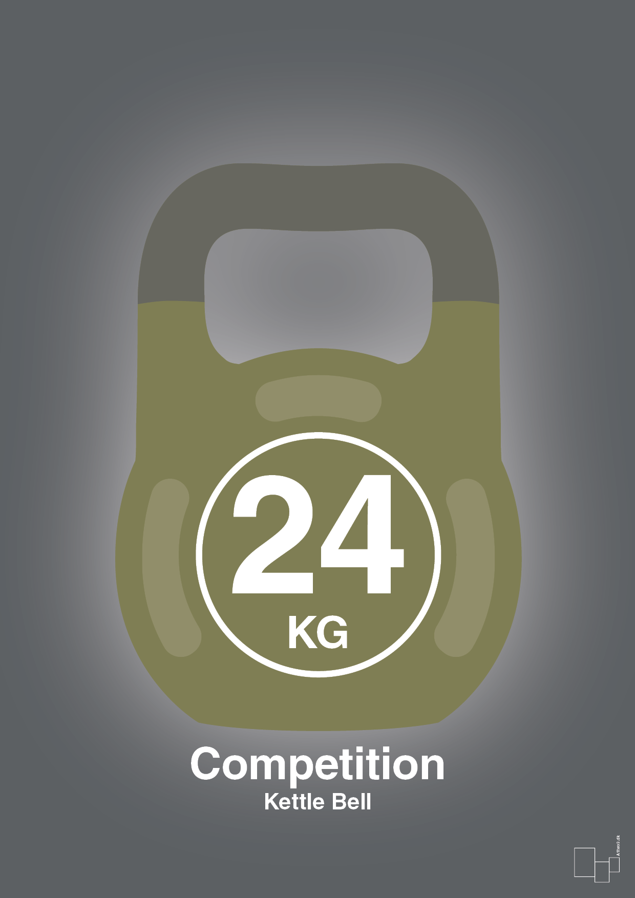 plakat: kettle bell 24 kg - competition color - graphic charcoal-Fitness-A1two3