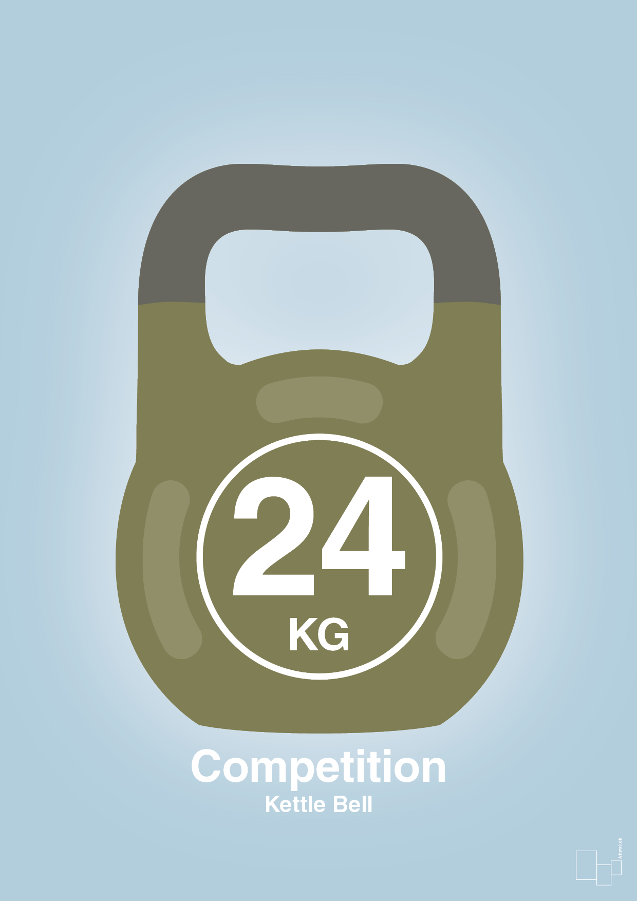 plakat: kettle bell 24 kg - competition color - heavenly blue-Fitness-A1two3