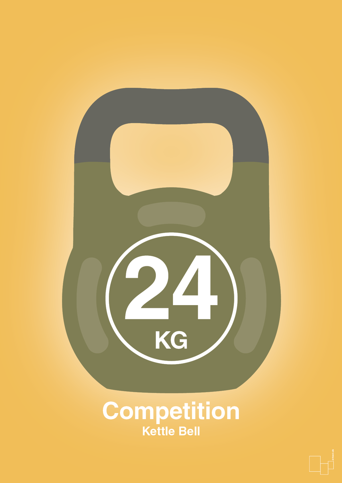 plakat: kettle bell 24 kg - competition color - honeycomb-Fitness-A1two3