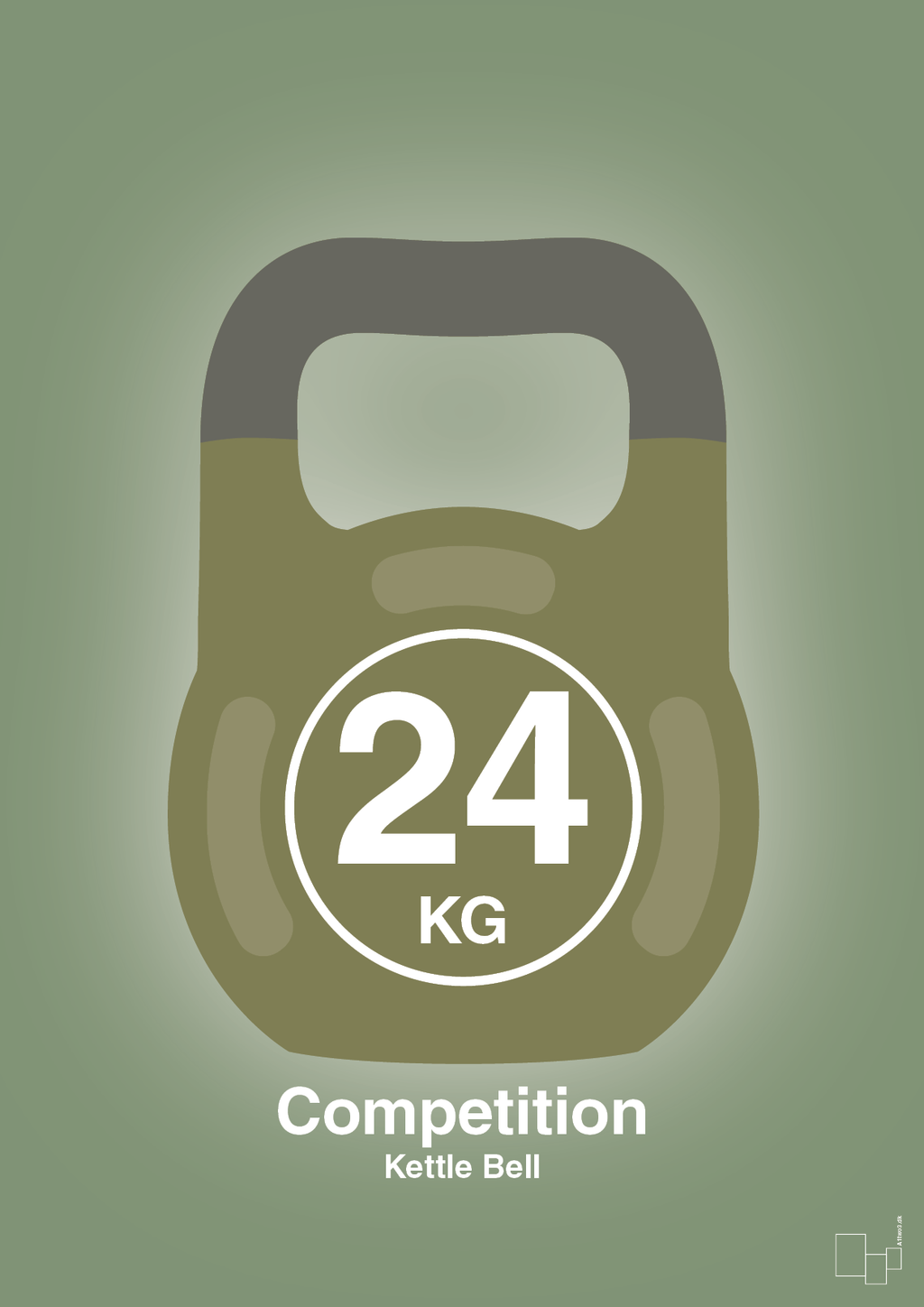 plakat: kettle bell 24 kg - competition color - jade-Fitness-A1two3