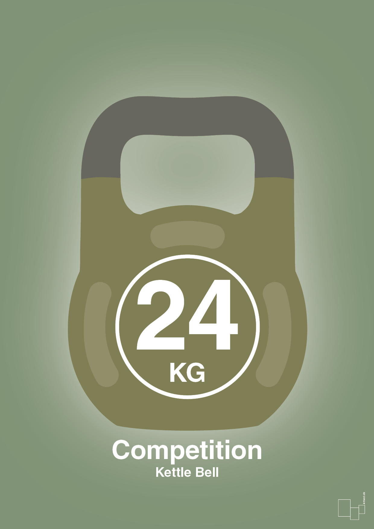 plakat: kettle bell 24 kg - competition color - jade-Fitness-A1two3