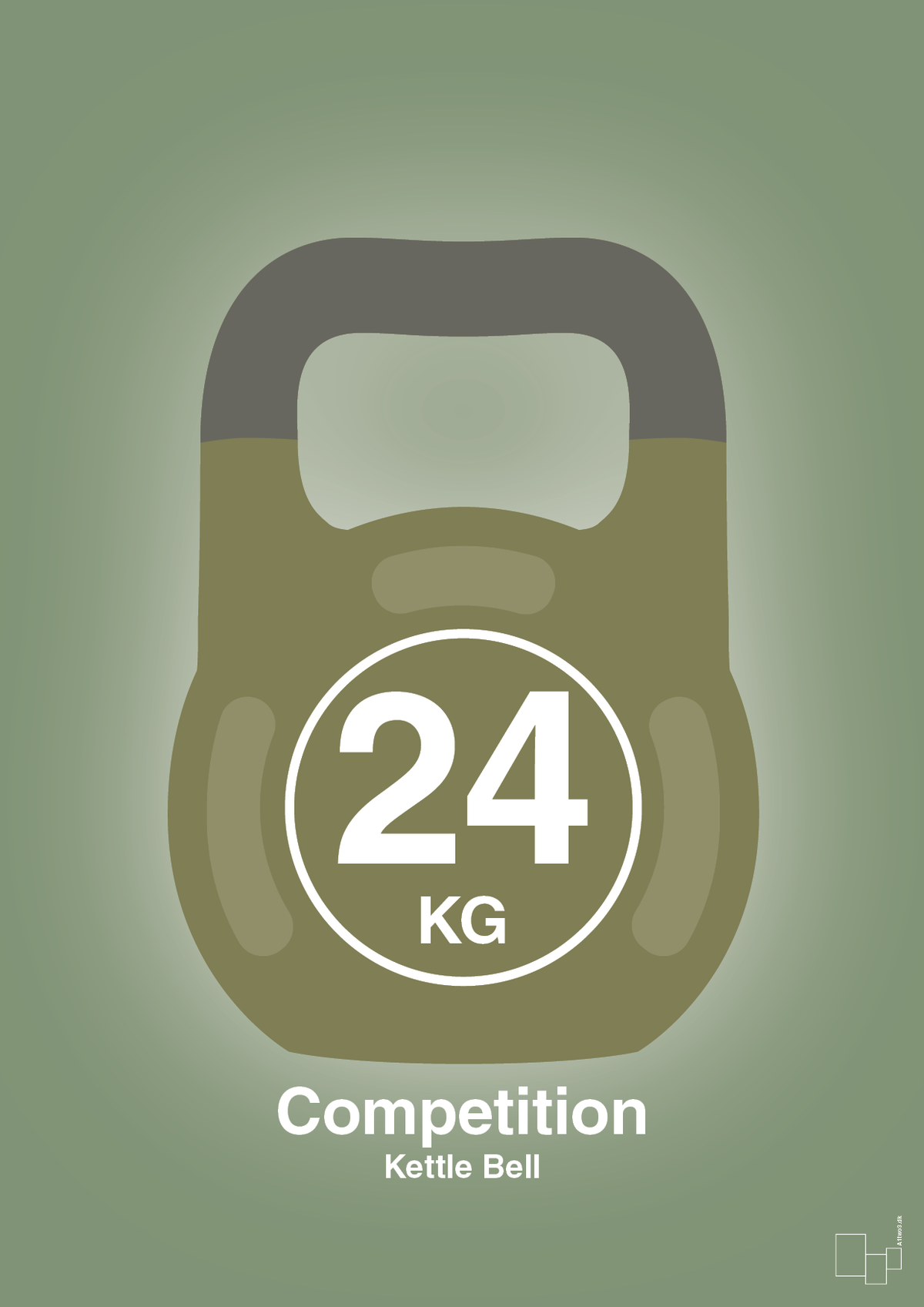 plakat: kettle bell 24 kg - competition color - jade-Fitness-A1two3