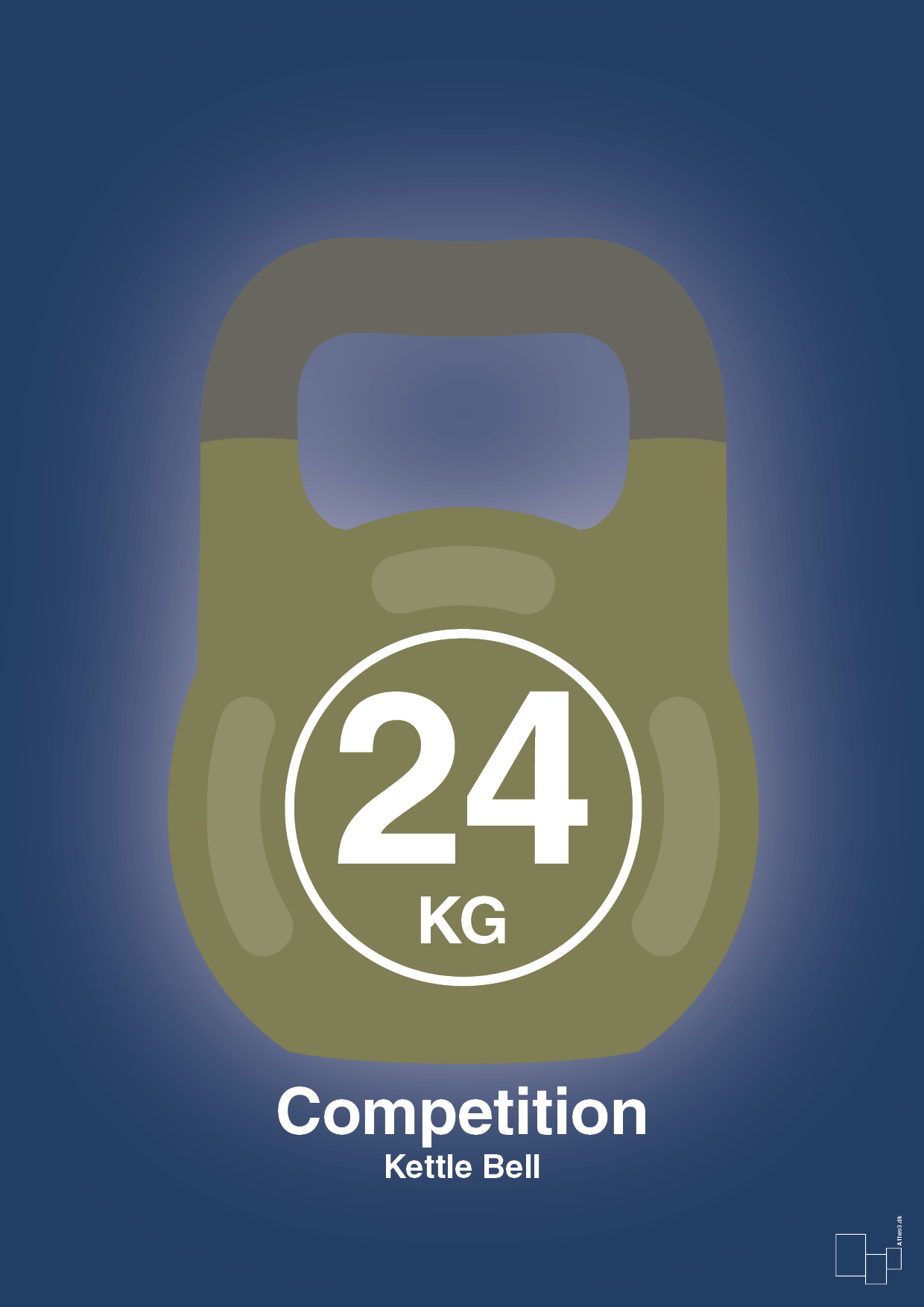 plakat: kettle bell 24 kg - competition color - lapis blue-Fitness-A1two3