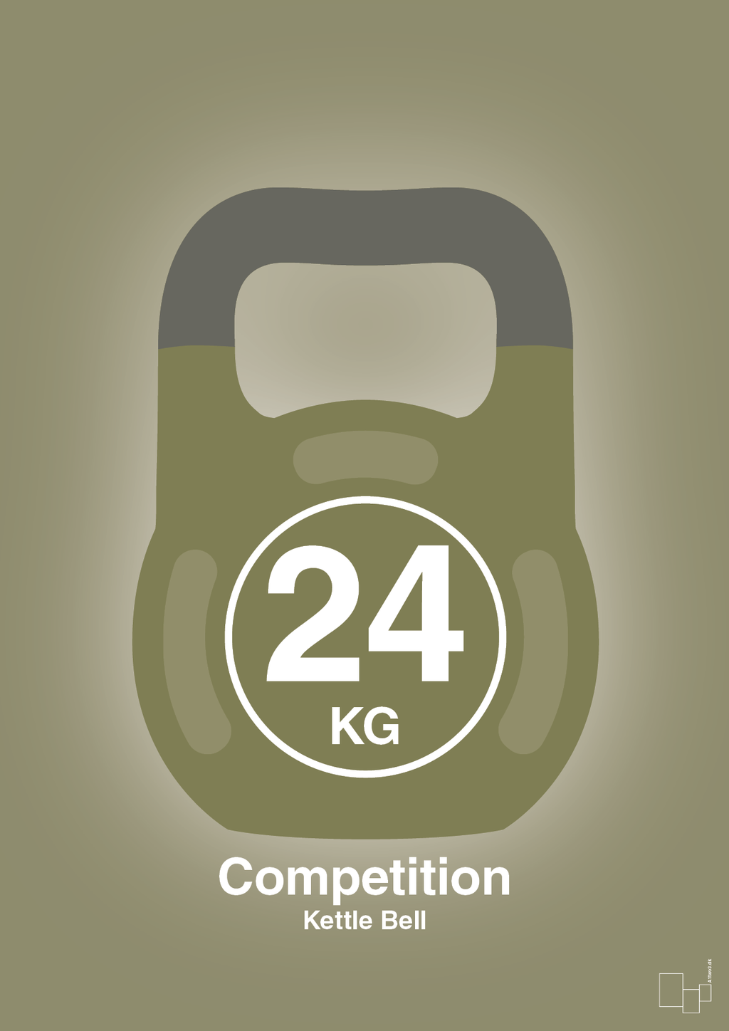 plakat: kettle bell 24 kg - competition color - misty forrest-Fitness-A1two3