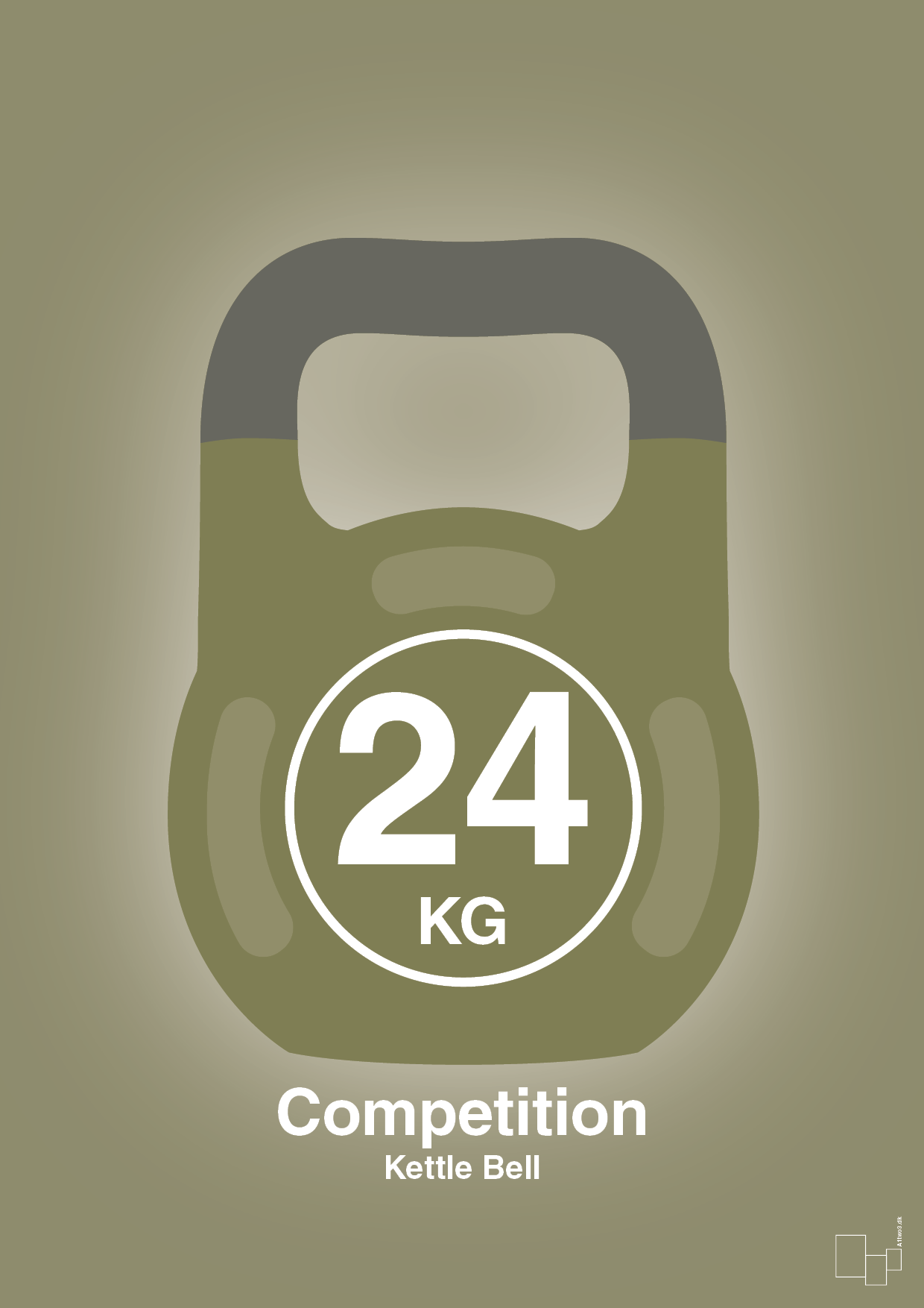 plakat: kettle bell 24 kg - competition color - misty forrest-Fitness-A1two3