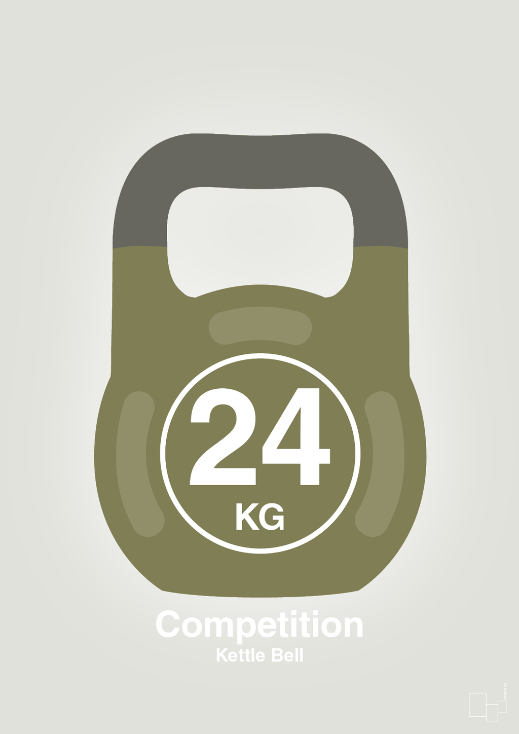 plakat: kettle bell 24 kg - competition color - painters white-Fitness-A1two3