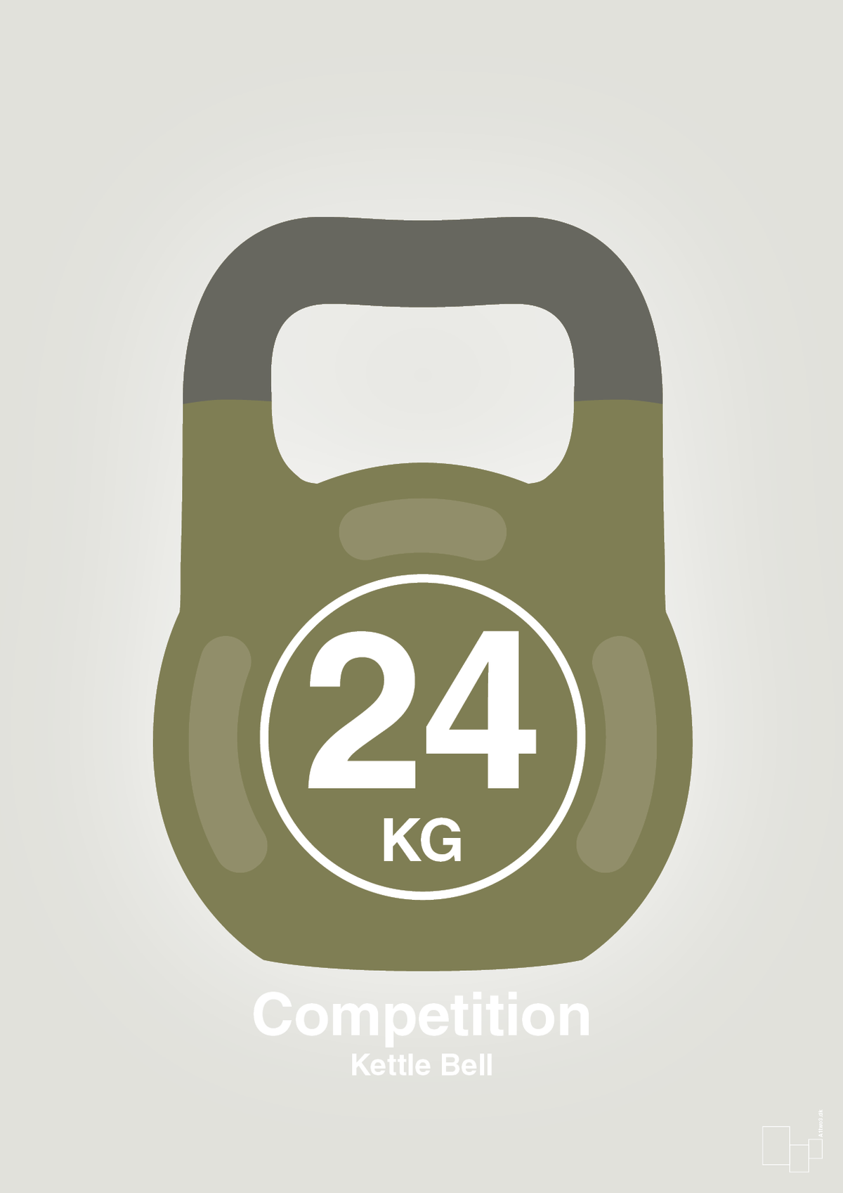 plakat: kettle bell 24 kg - competition color - painters white-Fitness-A1two3