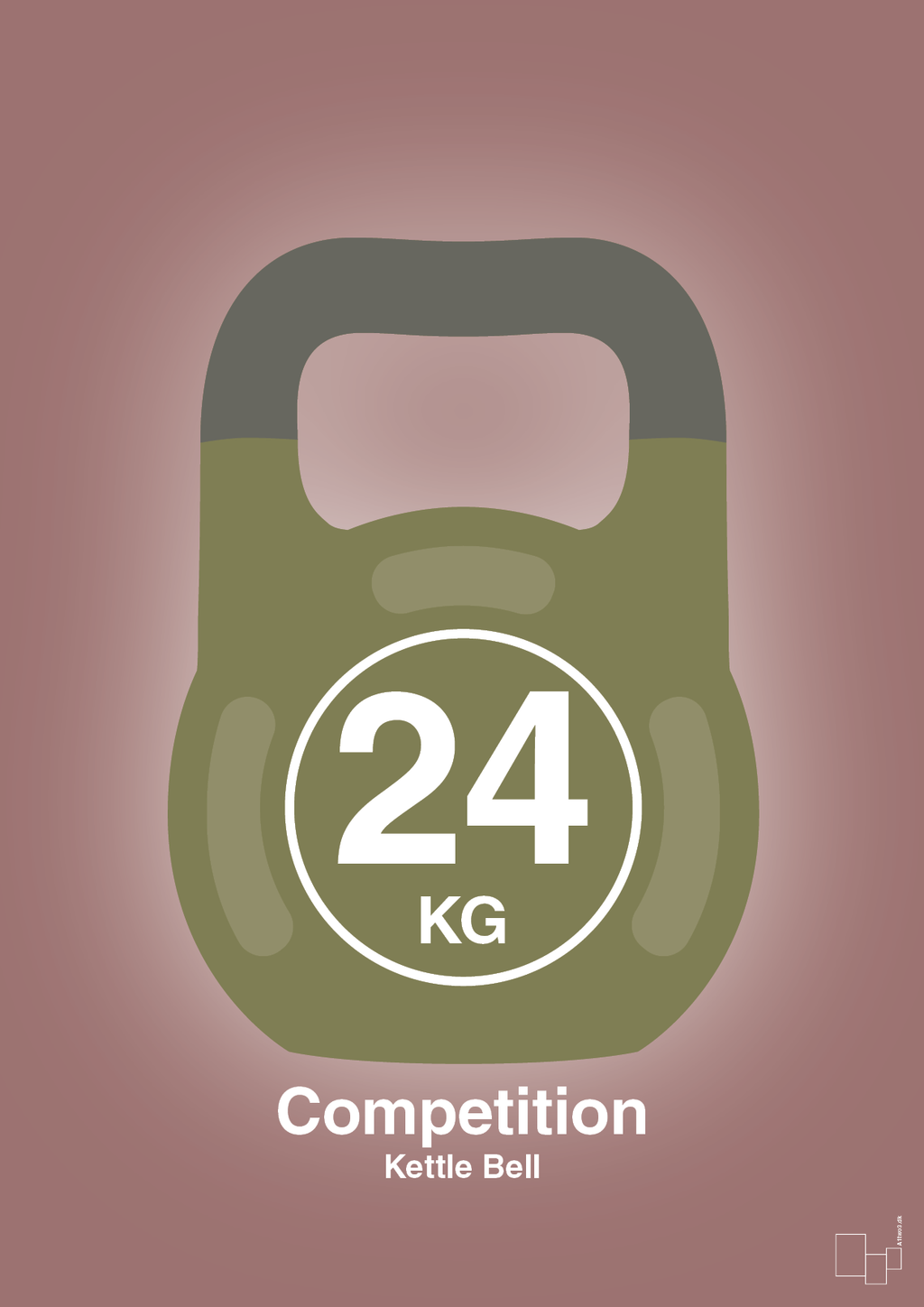 plakat: kettle bell 24 kg - competition color - plum-Fitness-A1two3