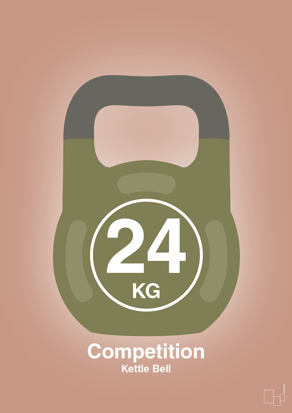 plakat: kettle bell 24 kg - competition color - powder-Fitness-A1two3