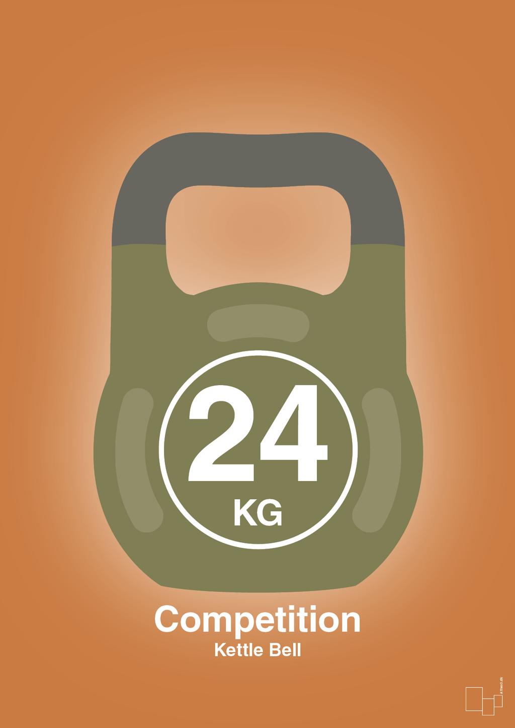 plakat: kettle bell 24 kg - competition color - rumba orange-Fitness-A1two3