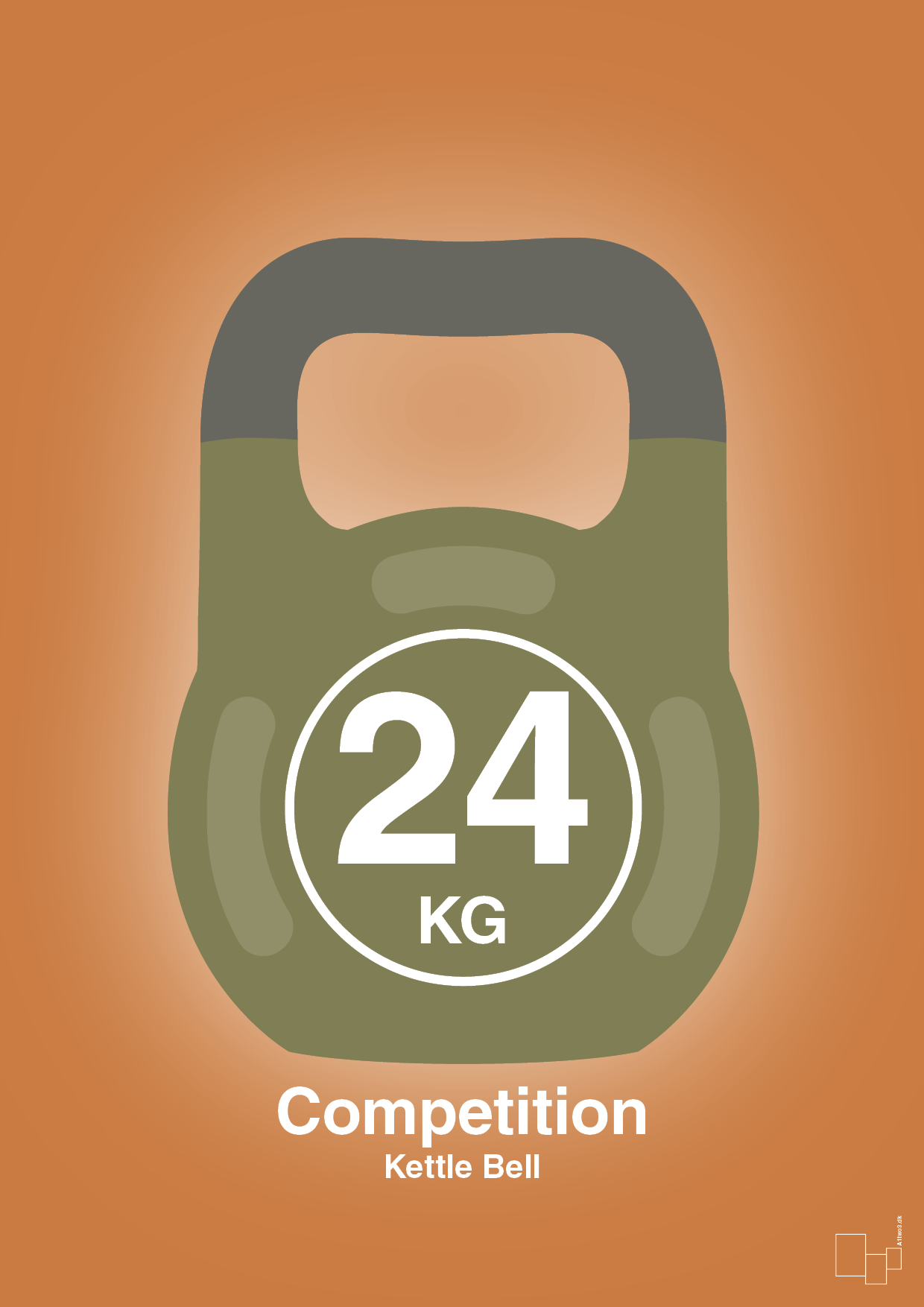 plakat: kettle bell 24 kg - competition color - rumba orange-Fitness-A1two3