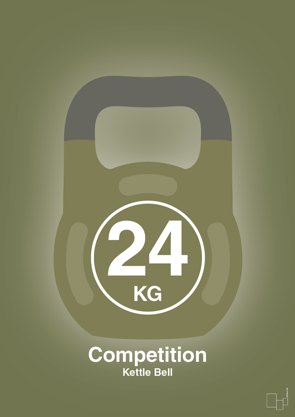plakat: kettle bell 24 kg - competition color - secret meadow-Fitness-A1two3