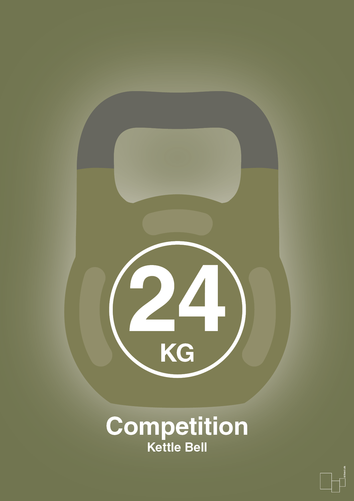 plakat: kettle bell 24 kg - competition color - secret meadow-Fitness-A1two3